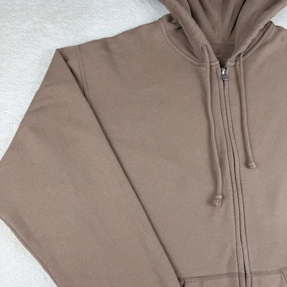 Hollister Full Zip Hoodie Sweatshirt Jacket Womens Size XS Brown Oversized - Picture 4 of 15